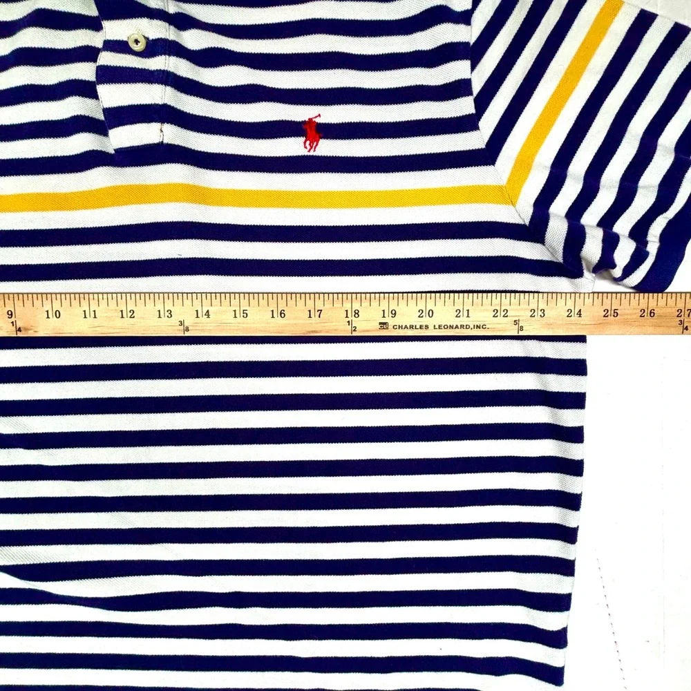 Polo Ralph Lauren Striped Polo Shirt Mens‎ XL Red Pony Logo Faded LSU GUC